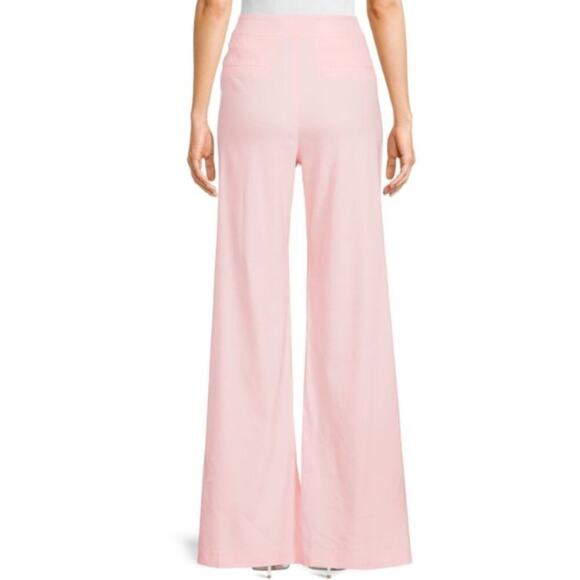 Alice and Olivia Dylan High Rise Pintuck Wide Leg Pants Petal - Picture 3 of 10